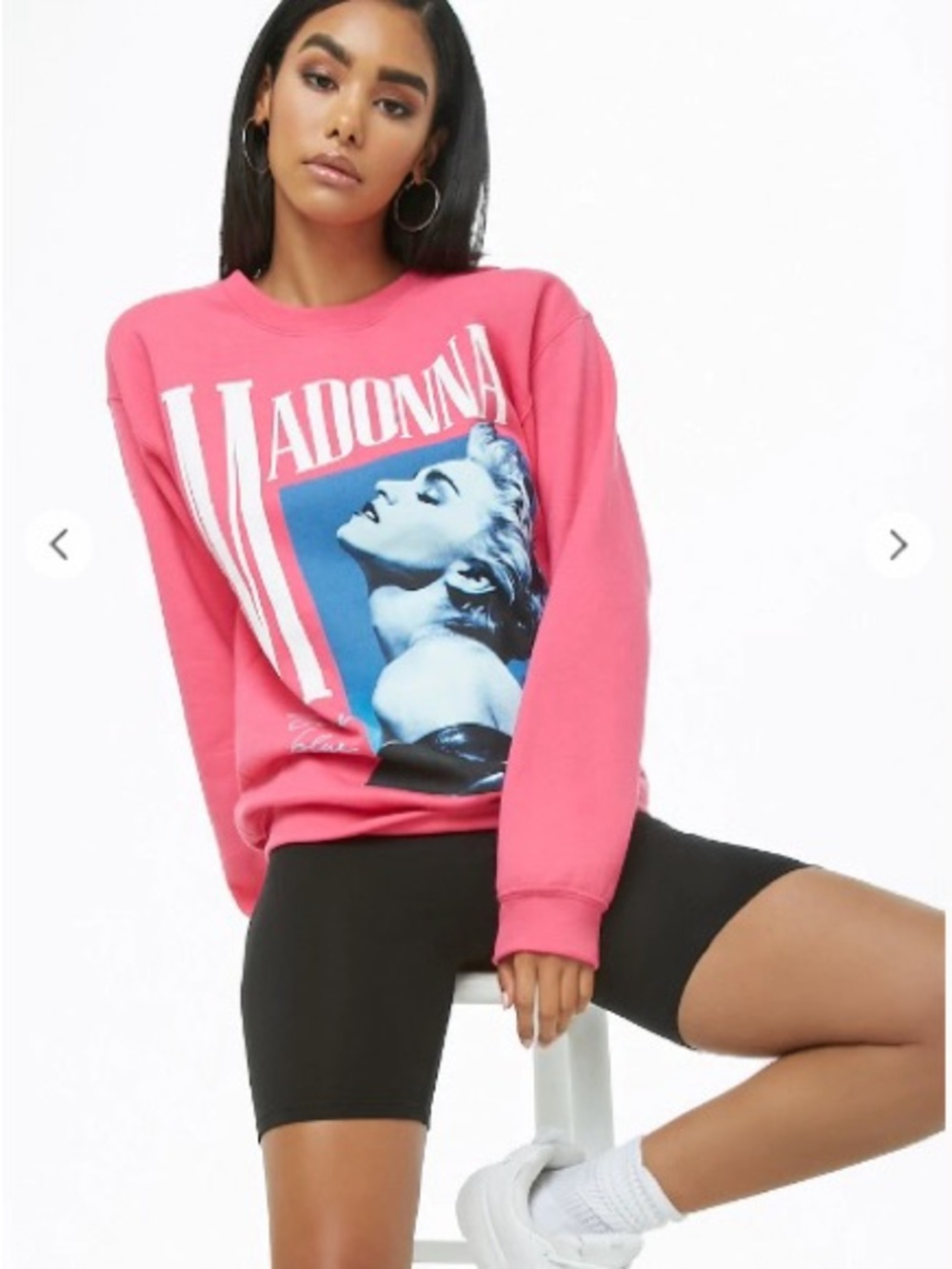 Madonna True Blue Graphic Sweatshirt Hoodie Size Medium 80s Pink